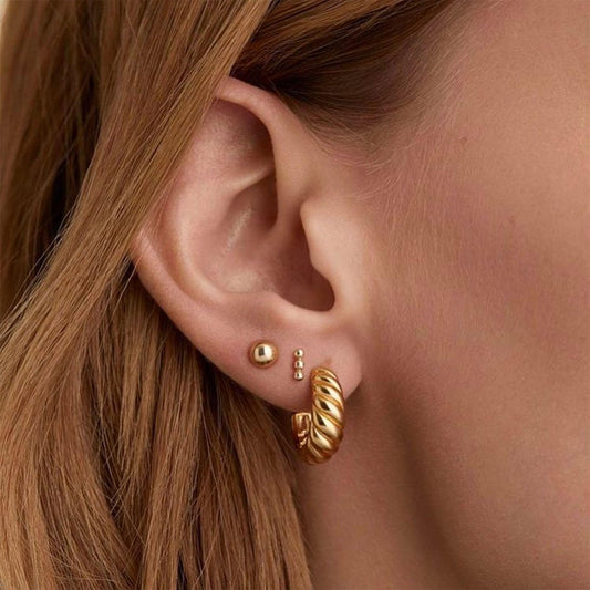 Freekiss 3 Pairs Gold Hoop Earrings Set: Dainty Stud Earrings Trendy Small 14K Gold Plated Hypoallergenic Dangle Cartilage Huggie Hoop Earrings for Women Gold Jewelry for Women Gifts