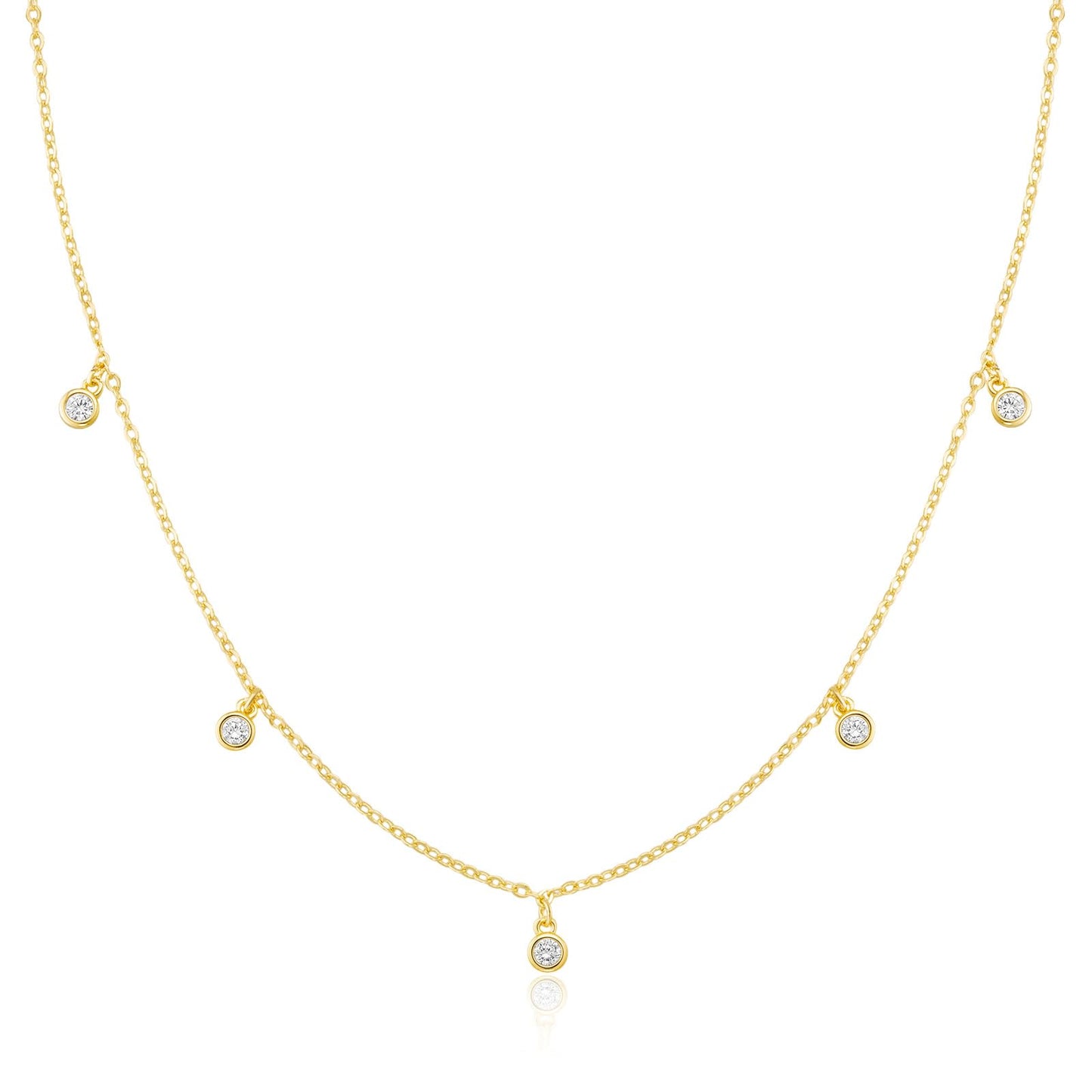 CUEZIY Mothers Day Gifts - Dainty Silver Gold Necklaces for Women Cute Station Choker Simulated Diamond Necklace Simple Layering CZ Necklace Trendy Jewelry Gifts