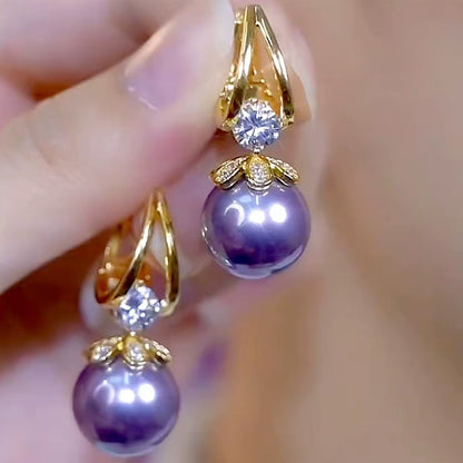 Pearl Earrings Copper Alloy Red Diamond Earrings Fashionable Temperament Earring Crystal Jewelry for Wemon Wedding Gift Party